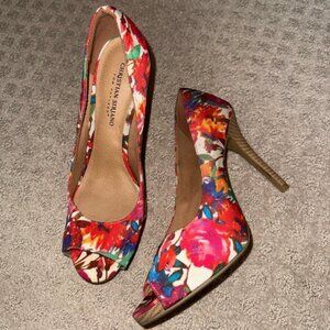 3 for $15 Christian Siriano Multicolor Floral Open Toe Heels
